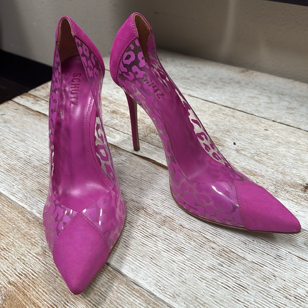 Schutz Cendi Clear Animal Print Pump
